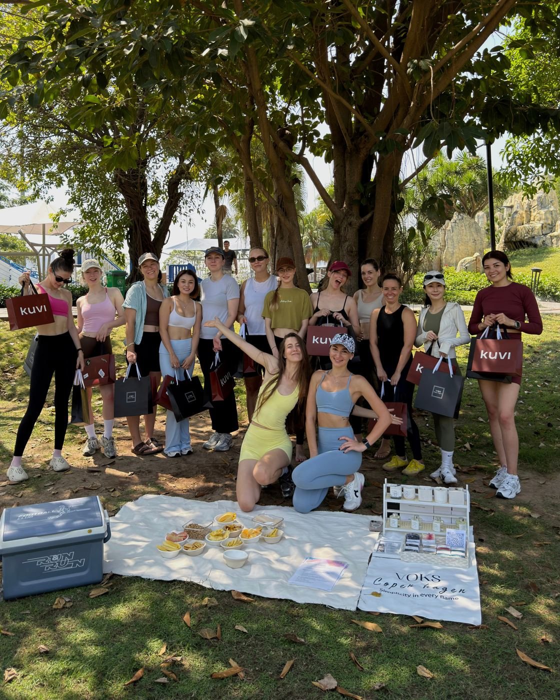 Pilates picnic group in the park